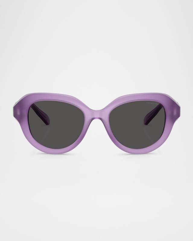 SK6037 Crystal-Hinge Round Plastic Sunglasses